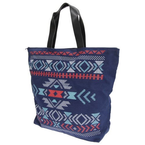 Front - FLOSO Womens/Ladies Cotton Rich Aztec Print Top Handle Handbag