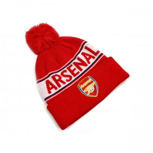 Red-White - Back - Arsenal FC Unisex Adults Knitted Bobble Hat