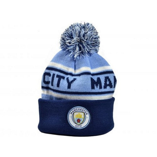 Front - Manchester City FC Unisex Adult Bobble Beanie