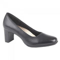Front - Mod Comfys Womens/Ladies Block Heel Leather Court Shoes