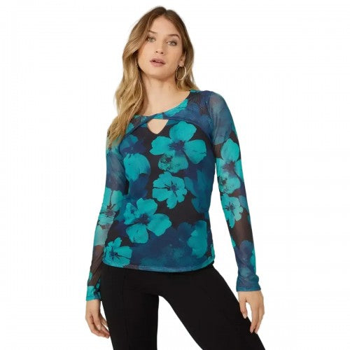 Front - Principles Womens/Ladies Mesh Twisted Knot Front Long-Sleeved Top