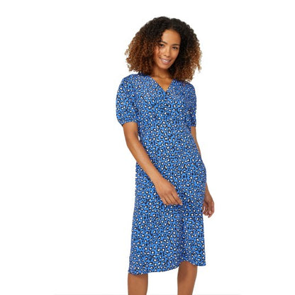 Front - Mantaray Womens/Ladies Animal Print Woven V Neck Dress