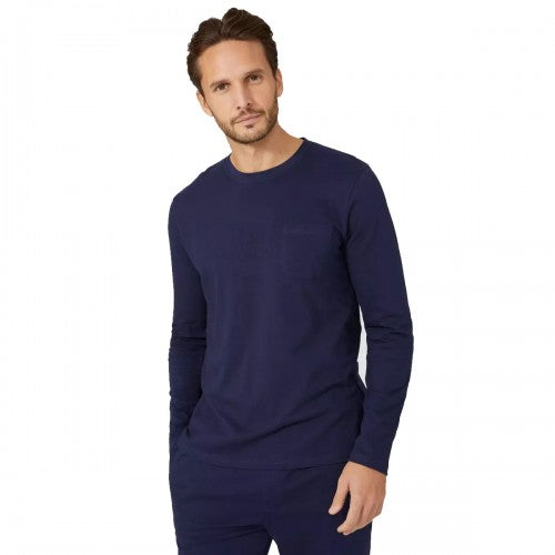 Front - Debenhams Mens Plain Pocket Long-Sleeved T-Shirt