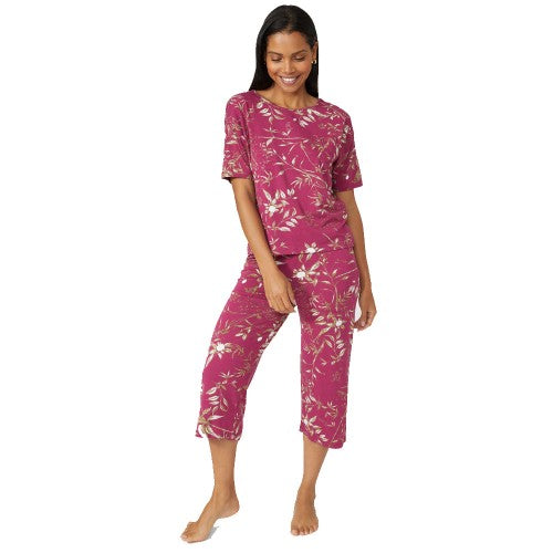Front - Debenhams Womens/Ladies Sprigs Jersey Short-Sleeved Pyjama Top