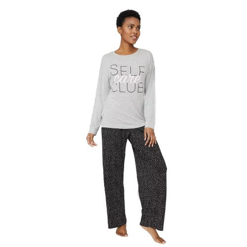 Front - Debenhams Womens/Ladies Self Love Club Long Pyjama Set