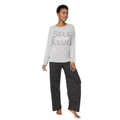 Front - Debenhams Womens/Ladies Self Love Club Long Pyjama Set