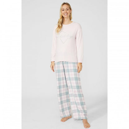 Front - Debenhams Womens/Ladies No Bad Days Checked Long Pyjama Set