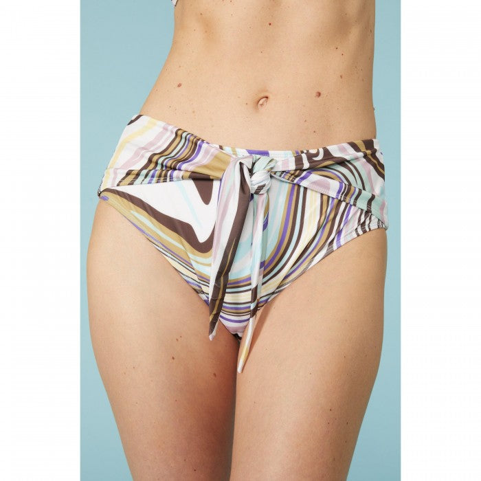 Front - Mantaray Womens/Ladies Pastel Swirl High Waist Bikini Bottoms