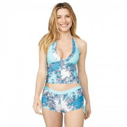 Front - Mantaray Womens/Ladies Lori Paisley Placement Panel Tankini Top