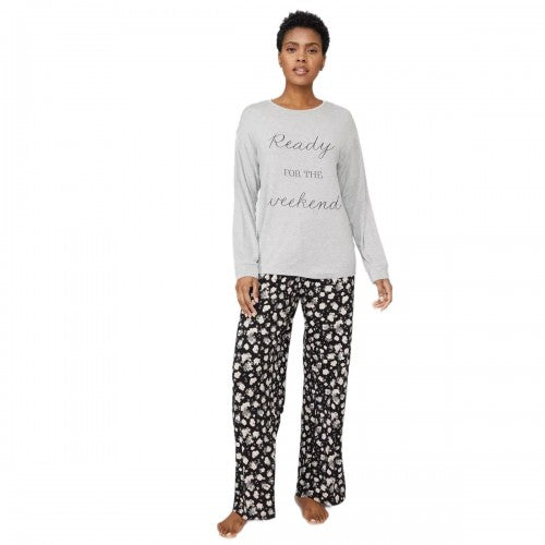 Front - Debenhams Womens/Ladies Ready For The Weekend Petite Pyjama Set