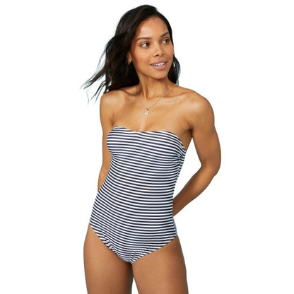 Front - Debenhams Womens/Ladies Stripe Bandeau One Piece Swimsuit