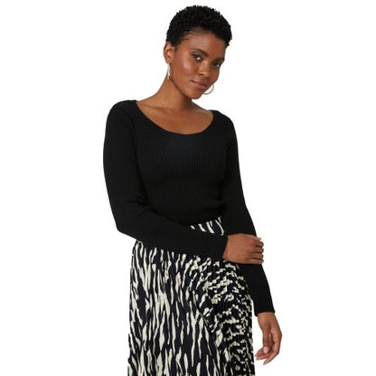 Front - Debenhams Womens/Ladies Ribbed Scoop Neck Long-Sleeved Top