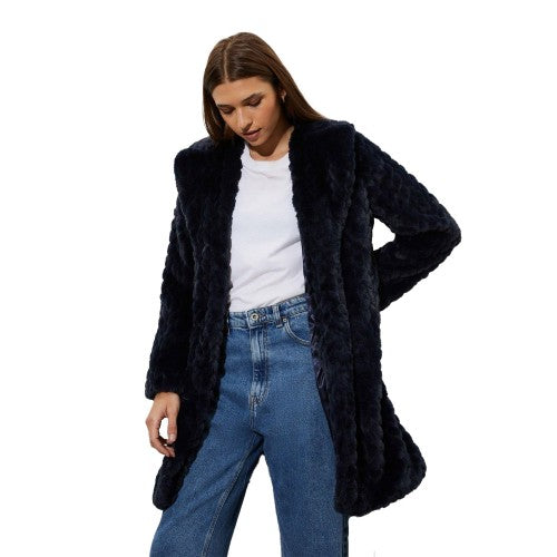Front - Dorothy Perkins Womens/Ladies Textured Faux Fur Longline Coat