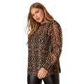 Front - Dorothy Perkins Womens/Ladies Leopard Print Chiffon Plus Long-Sleeved Blouse