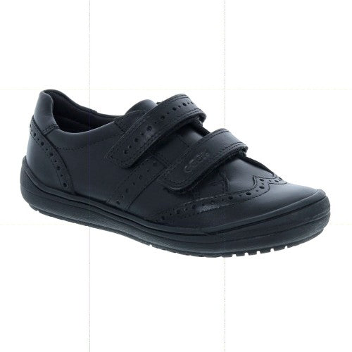 Front - Geox Girls Hadriel Leather School Shoes