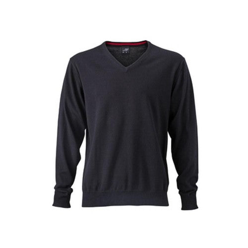 Front - James and Nicholson Mens V-Neck Pullover