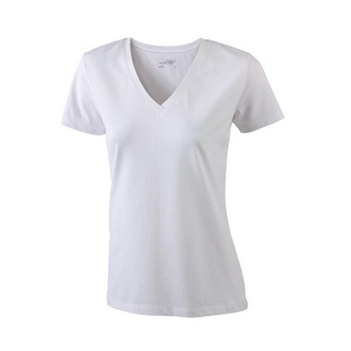 Front - James and Nicholson Womens/Ladies Stretch V-Neck Tee