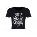 Front - Grindstore Ladies/Womens Stop Wasting Oxygen Crop Top