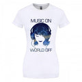 Front - Grindstore Womens/Ladies Music On World Off T-Shirt