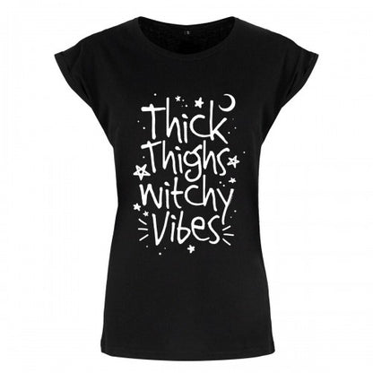 Front - Grindstore Womens/Ladies Thick Thighs Witchy Vibes T-Shirt