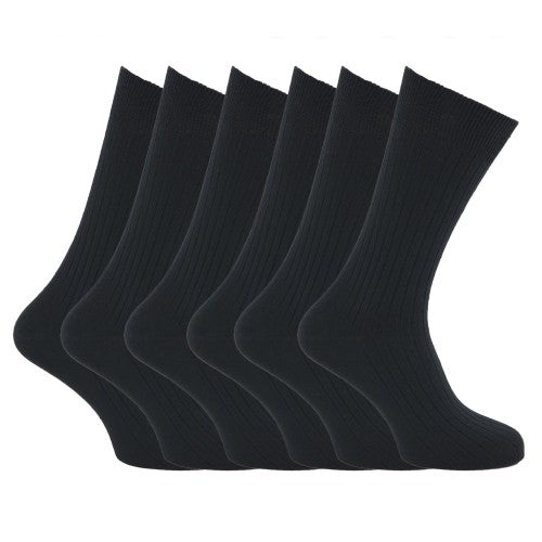 Front - Mens XL Ribbed 100% Cotton Socks Sizes 11 To 14 (Pack Of 6)