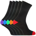 Front - FLOSO Mens Black Cotton Rich Heel And Toe Socks (Pack Of 5)