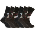 Front - Aler Mens Non Elastic Argyle Calf Socks (6 Pairs)