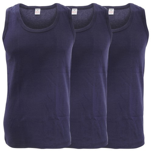 Front - FLOSO Mens Interlock Single Vest (Pack Of 3)