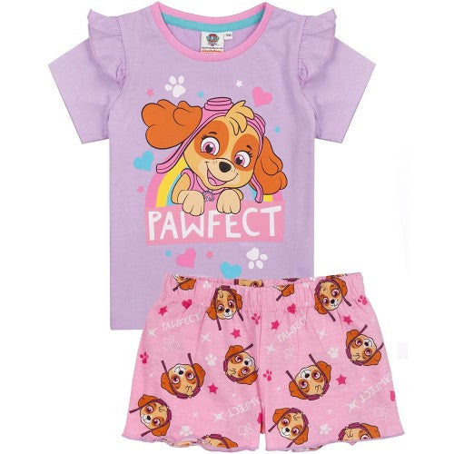 Front - Paw Patrol Girls Pawfect Skye Short Pyjama Set