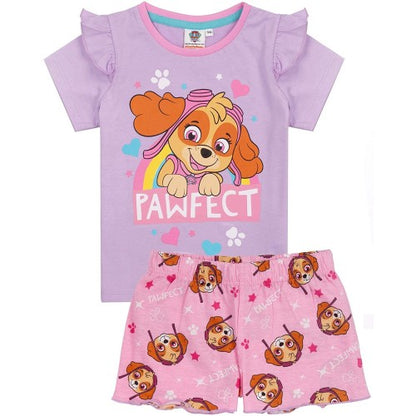 Front - Paw Patrol Girls Pawfect Skye Short Pyjama Set