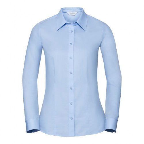 Front - Russell Collection Womens/Ladies Long Sleeve Tailored Coolmax Shirt