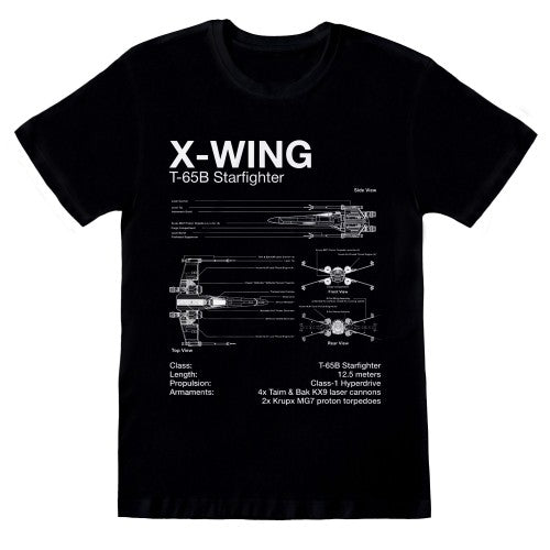 Front - Star Wars Mens Diagram X-Wing T-Shirt