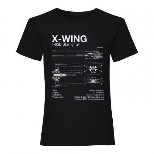 Front - Star Wars Womens/Ladies Diagram X-Wing Boyfriend T-Shirt