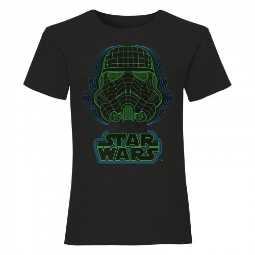 Front - Star Wars Girls Wireframe Stormtrooper Helmet T-Shirt