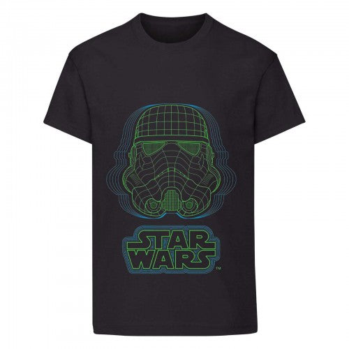 Front - Star Wars Boys Wireframe Stormtrooper Helmet T-Shirt
