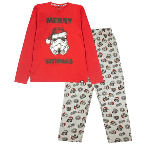 Front - Star Wars Mens Merry Sithmas Long-Sleeved Christmas Pyjama Set