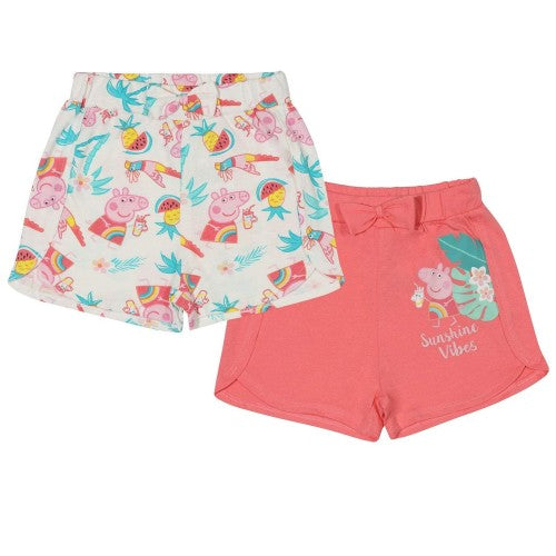 Front - Peppa Pig Girls Sunshine Vibes Shorts (Pack of 2)