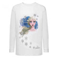 Front - Frozen II Girls Sketch Elsa Snowflake T-Shirt