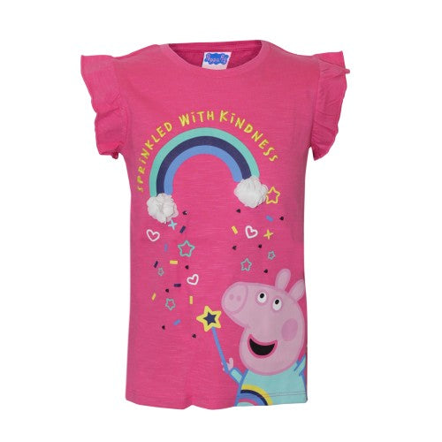 Front - Peppa Pig Girls Kindness Rainbow T-Shirt