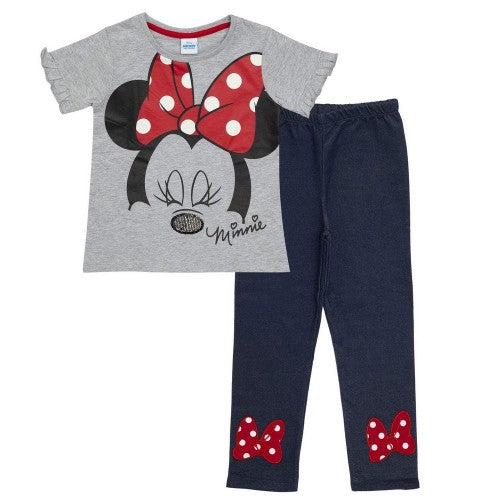 Front - Disney Girls Minnie Mouse Eyelashes T-shirt And Leggings Set