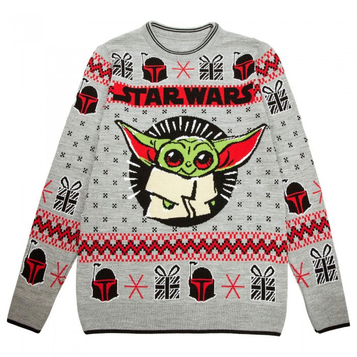 Front - Star Wars: The Mandalorian Mens The Child Knitted Christmas Jumper