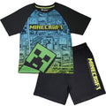 Front - Minecraft Boys Creeper Comic Short Pyjama Set