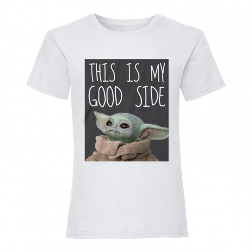 Front - Star Wars: The Mandalorian Womens/Ladies My Good Side The Child Boyfriend T-Shirt