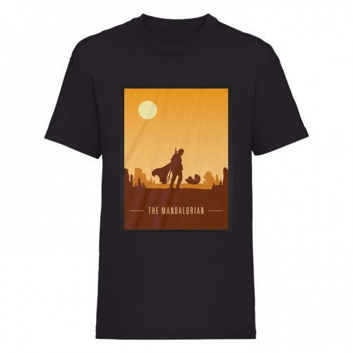 Front - Star Wars: The Mandalorian Mens Retro Style Poster T-Shirt