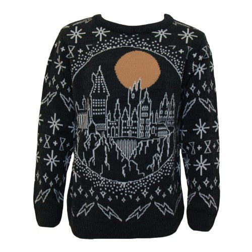 Front - Harry Potter Boys Hogwarts Knitted Christmas Jumper