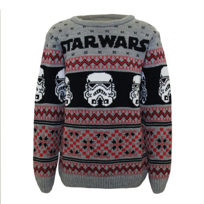 Front - Star Wars Boys Stormtrooper Knitted Christmas Jumper
