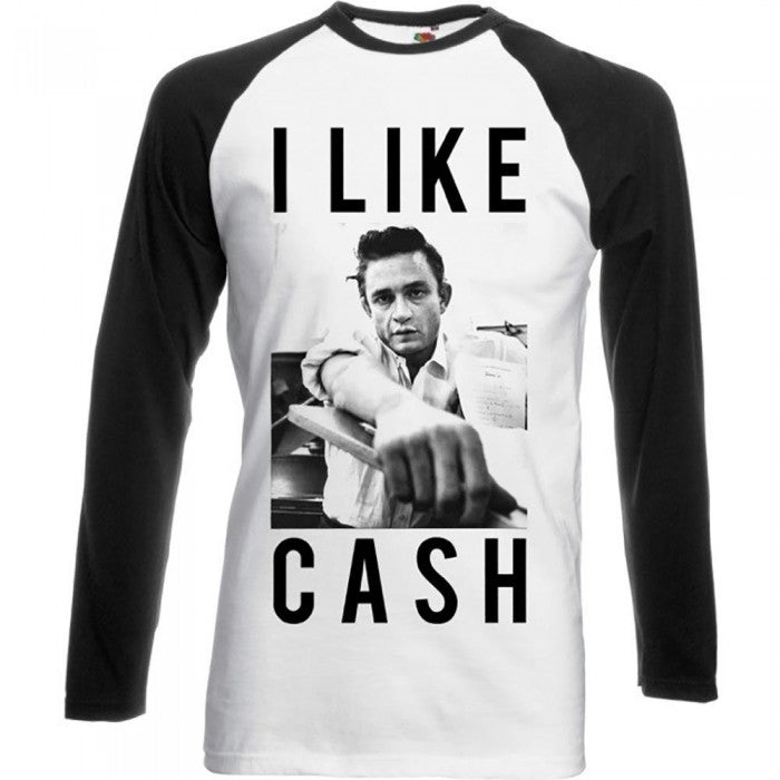 Front - Johnny Cash Unisex Adult I Like Cash Raglan T-Shirt