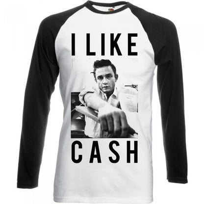 Front - Johnny Cash Unisex Adult I Like Cash Raglan T-Shirt