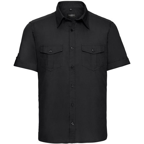 Front - Russell Collection Mens Short / Roll-Sleeve Work Shirt