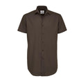 Front - B&C Mens Black Tie Short Sleeve Formal Work Shirt